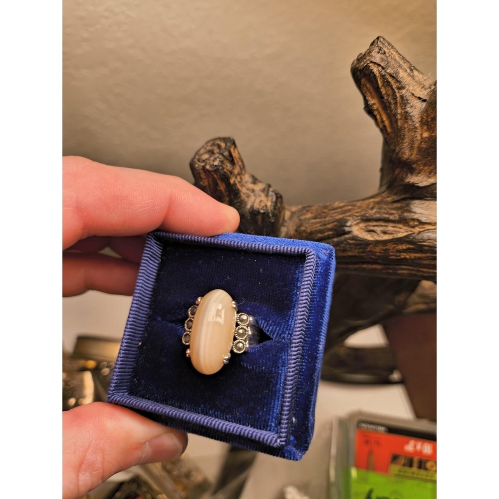 Antique Sterling Silver Quartz Ring Size 7